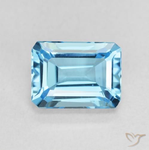 2.04ct Naturel Bleu Suisse Topaze, Taille émeraude, VVS