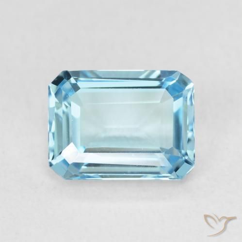 1.98ct Naturel Bleu Suisse Topaze, Taille émeraude, VVS