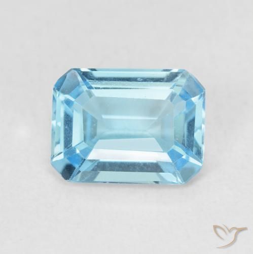 1.88ct Naturel Bleu Suisse Topaze, Taille émeraude, VVS