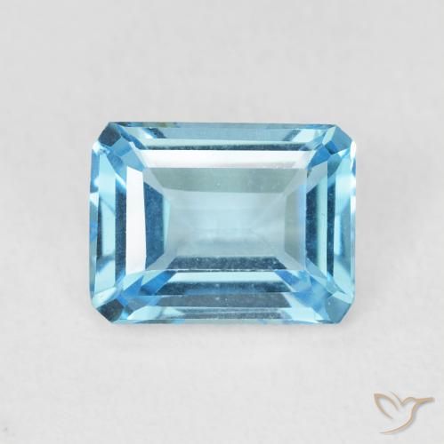 1.85ct Naturel Bleu Suisse Topaze, Taille émeraude, VVS