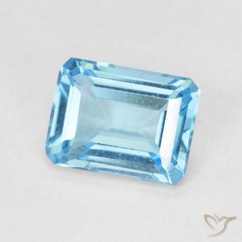 Topaze Bleu Suisse naturelle Octogone / coupe Émeraude, 1.85 ct, VVS