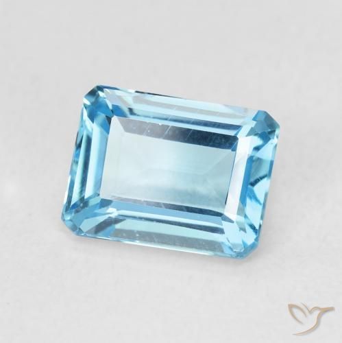 Topaze Bleu Suisse naturelle Octogone / coupe Émeraude, 1.99 ct, VVS