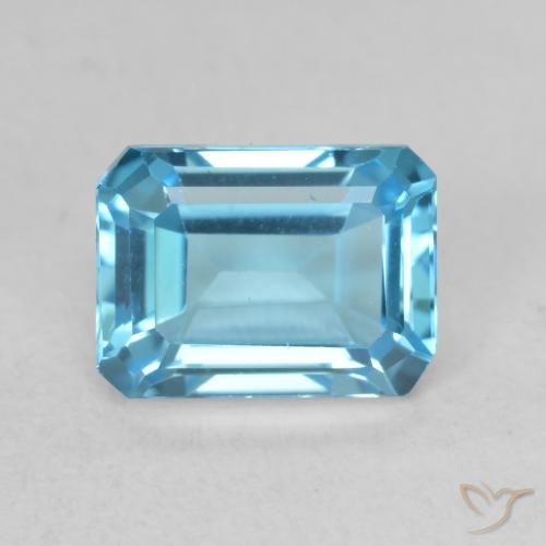 Topaze Bleu Suisse naturelle Octogone / coupe Émeraude, 2.18 ct, VVS
