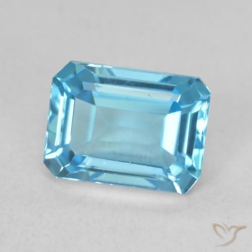 Topaze Bleu Suisse naturelle Octogone / coupe Émeraude, 2.18 ct, VVS