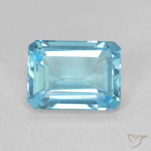 1.82ct Naturel Bleu Suisse Topaze, Taille émeraude, VVS