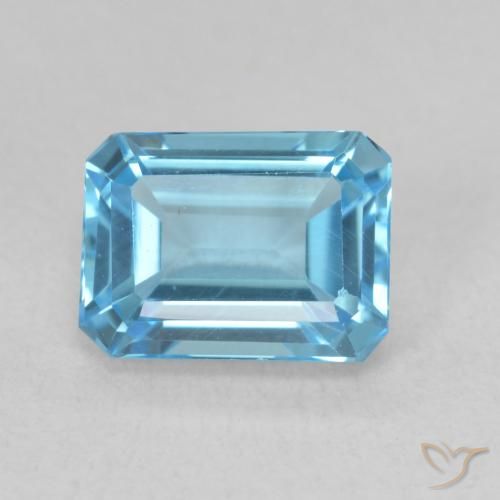 2.09ct Naturel Bleu Suisse Topaze, Taille émeraude, VVS