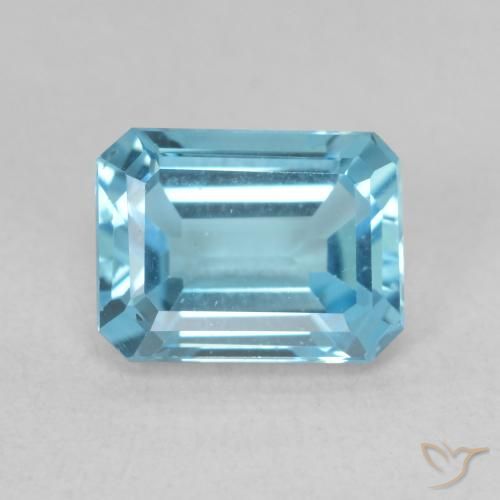 1.96ct Naturel Bleu Suisse Topaze, Taille émeraude, VVS