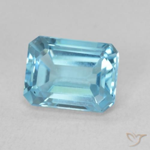 Topaze Bleu Suisse naturelle Octogone / coupe Émeraude, 1.96 ct, VVS