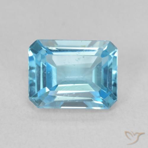 1.89ct Naturel Bleu Suisse Topaze, Taille émeraude, VVS