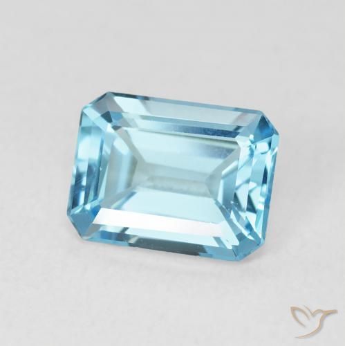 Topaze Bleu Suisse naturelle Octogone / coupe Émeraude, 1.76 ct, VVS