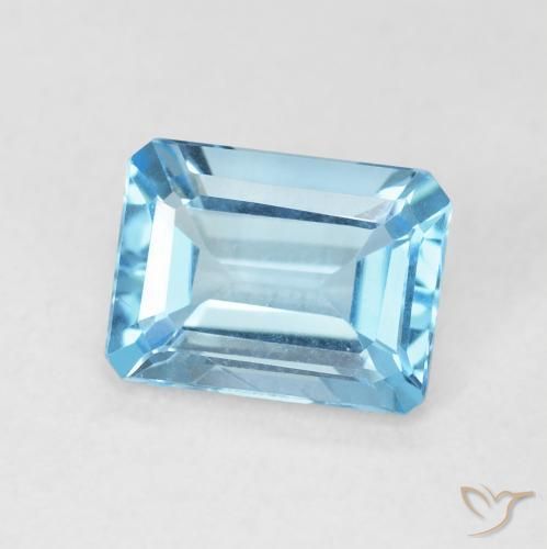 Topaze Bleu Suisse naturelle Octogone / coupe Émeraude, 1.79 ct, VVS