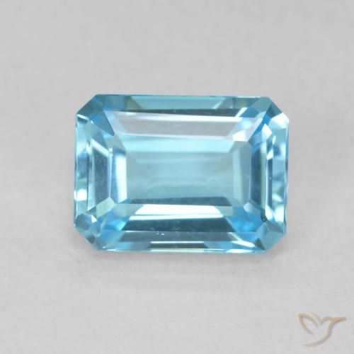 Topaze Bleu Suisse naturelle Octogone / coupe Émeraude, 1.85 ct, VVS