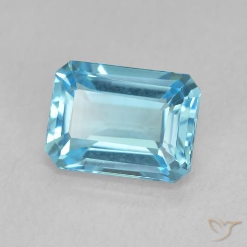 Topaze Bleu Suisse naturelle Octogone / coupe Émeraude, 1.85 ct, VVS