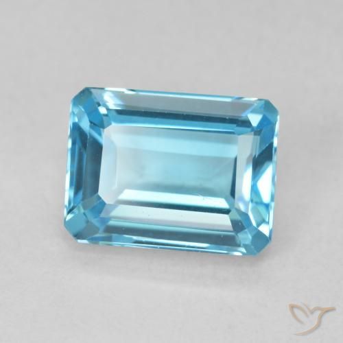 Topaze Bleu Suisse naturelle Octogone / coupe Émeraude, 2.06 ct, VVS