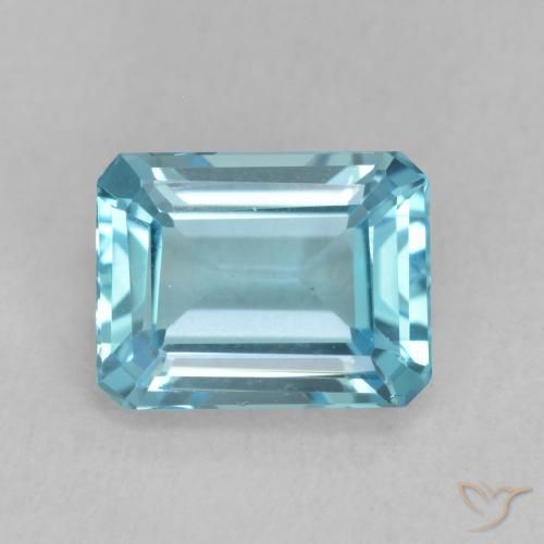 1.92ct Naturel Bleu Suisse Topaze, Taille émeraude, VVS