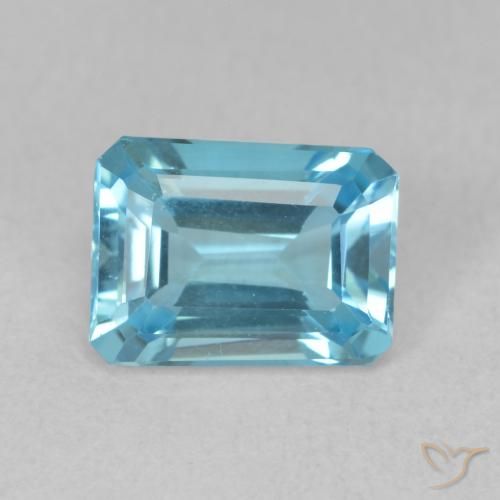 1.91ct Naturel Bleu Suisse Topaze, Taille émeraude, VVS