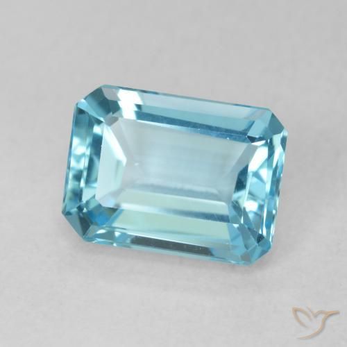 Topaze Bleu Suisse naturelle Octogone / coupe Émeraude, 1.86 ct, VVS