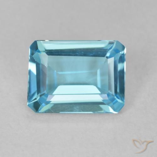 1.65ct Naturel Bleu Suisse Topaze, Taille émeraude, VVS
