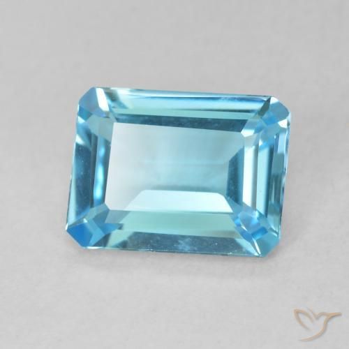 Topaze Bleu Suisse naturelle Octogone / coupe Émeraude, 1.65 ct, VVS