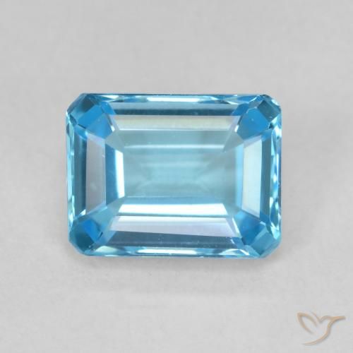 2.00ct Naturel Bleu Suisse Topaze, Taille émeraude, VVS