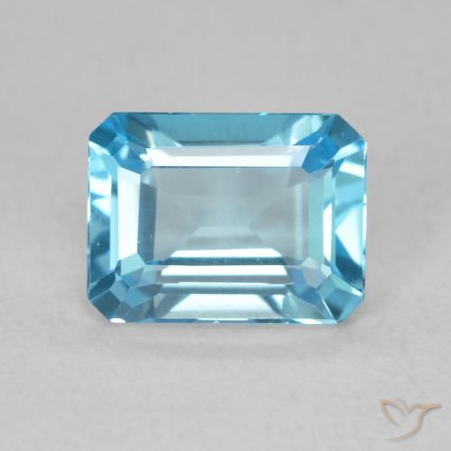 1.92ct Naturel Bleu Suisse Topaze, Taille émeraude, VVS