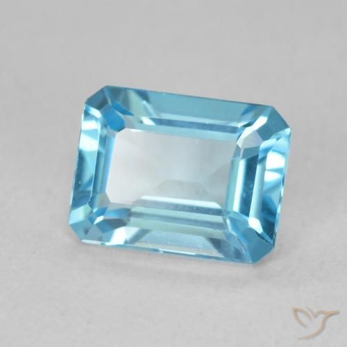 Topaze Bleu Suisse naturelle Octogone / coupe Émeraude, 1.92 ct, VVS