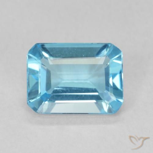 Topaze Bleu Suisse naturelle Octogone / coupe Émeraude, 1.68 ct, VVS