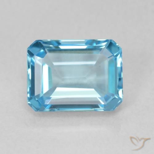 2.03ct Naturel Bleu Suisse Topaze, Taille émeraude, VVS
