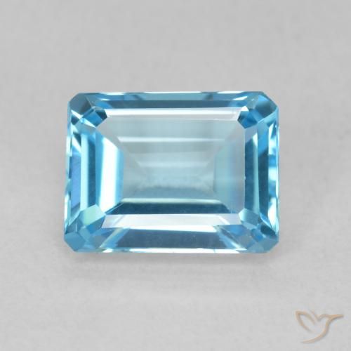 2.15ct Naturel Bleu Suisse Topaze, Taille émeraude, VVS