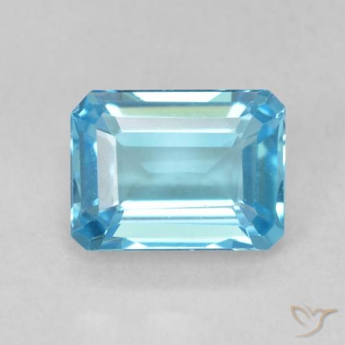 2.03ct Naturel Bleu Suisse Topaze, Taille émeraude, VVS