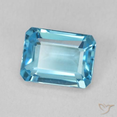 Topaze Bleu Suisse naturelle Octogone / coupe Émeraude, 1.93 ct, VVS
