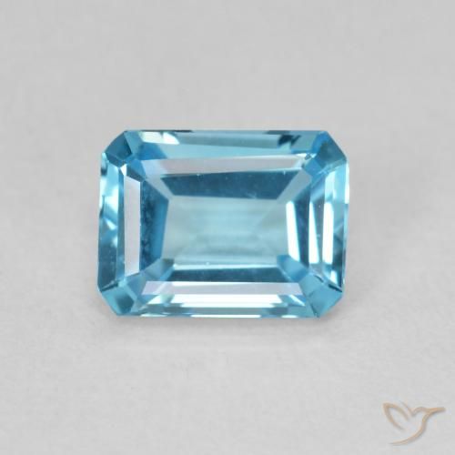1.81ct Naturel Bleu Suisse Topaze, Taille émeraude, VVS