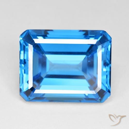 Topaze Bleu suisse profond naturelle Octogone / coupe Émeraude, 60.43 ct, IF