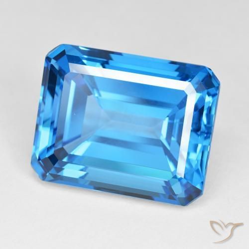 Topaze Bleu suisse profond naturelle Octogone / coupe Émeraude, 60.43 ct, IF