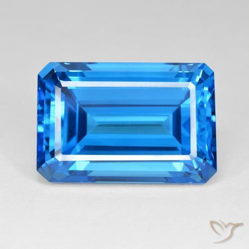 61.60ct Naturel Bleu Suisse Topaze, Taille émeraude, IF