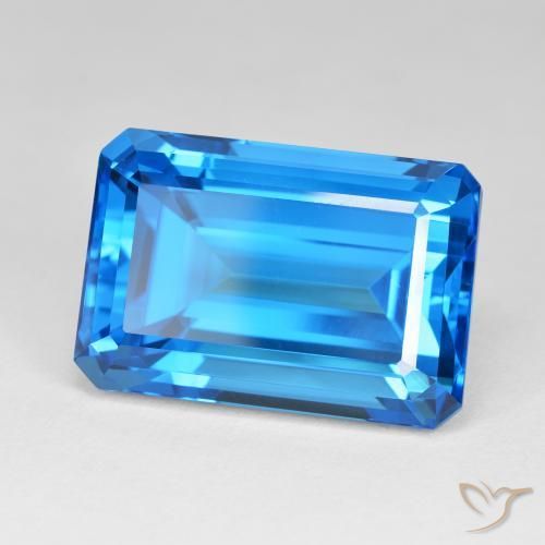 Topaze Bleu Suisse naturelle Octogone / coupe Émeraude, 61.60 ct, IF