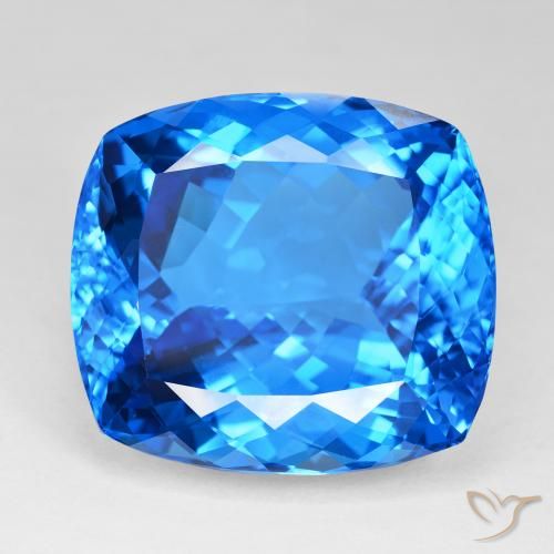 121.81ct Naturel Bleu Suisse Topaze, Coussin, IF