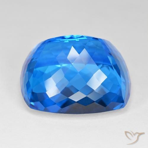 Topaze Bleu Suisse naturelle Coussin, 121.81 ct, IF