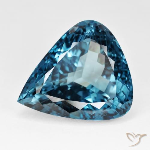 95.69ct Naturel Bleu Londres Topaze, En forme de poire, IF