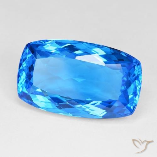Topaze Bleu suisse profond naturelle Coussin, 49.70 ct, IF