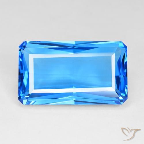 Topaze Bleu suisse profond naturelle Octogone / coupe Émeraude, 51.23 ct, IF