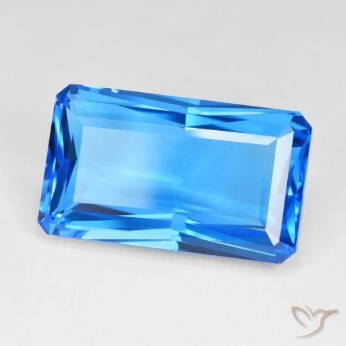 Topaze Bleu suisse profond naturelle Octogone / coupe Émeraude, 51.23 ct, IF