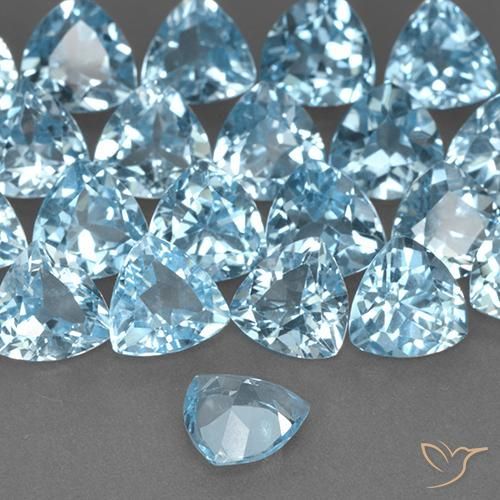 Topaze Bleu ciel naturelle Trillion, 1.38 ct, VS