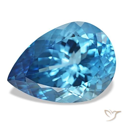 Topaze Bleu Suisse naturelle En forme de poire, 23.70 ct, VVS-VS