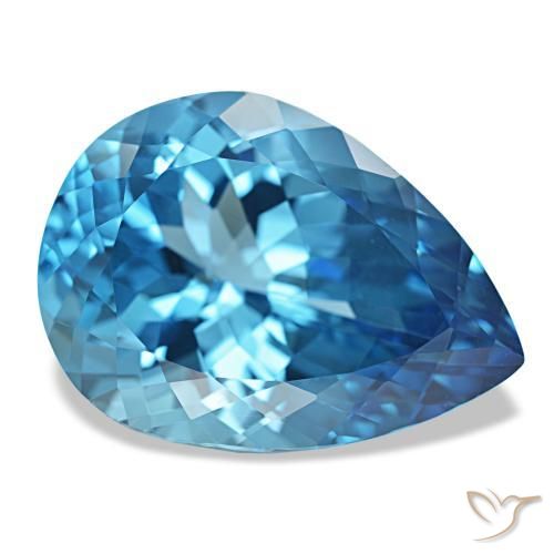 Topaze Bleu Suisse naturelle En forme de poire, 23.70 ct, VVS-VS