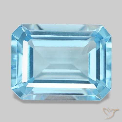 Topaze bleue de 14,46 ct, taille émeraude, VVS