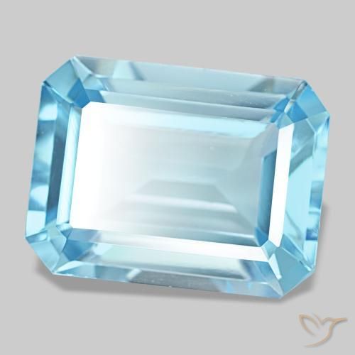 Topaze bleue naturelle taille émeraude, 14,46 ct, VVS