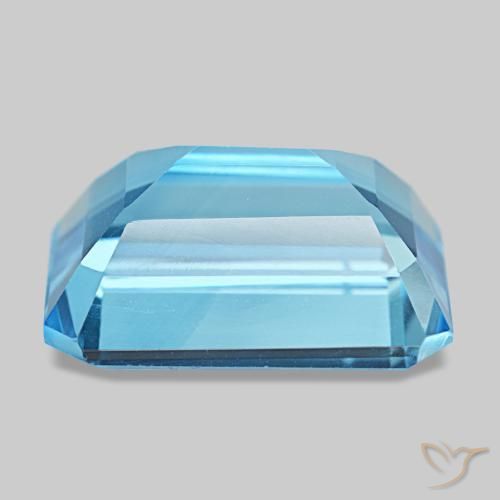 Topaze bleue naturelle taille émeraude, 15,71 ct, VVS-VS