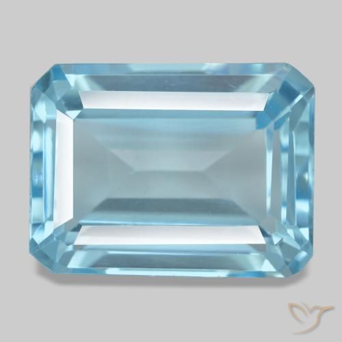 Topaze bleue de 16,66 ct, taille émeraude, VVS-VS