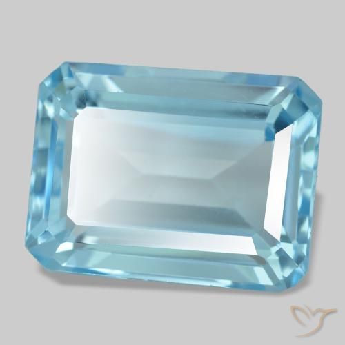 Topaze bleue naturelle taille émeraude, 16,66 ct, VVS-VS